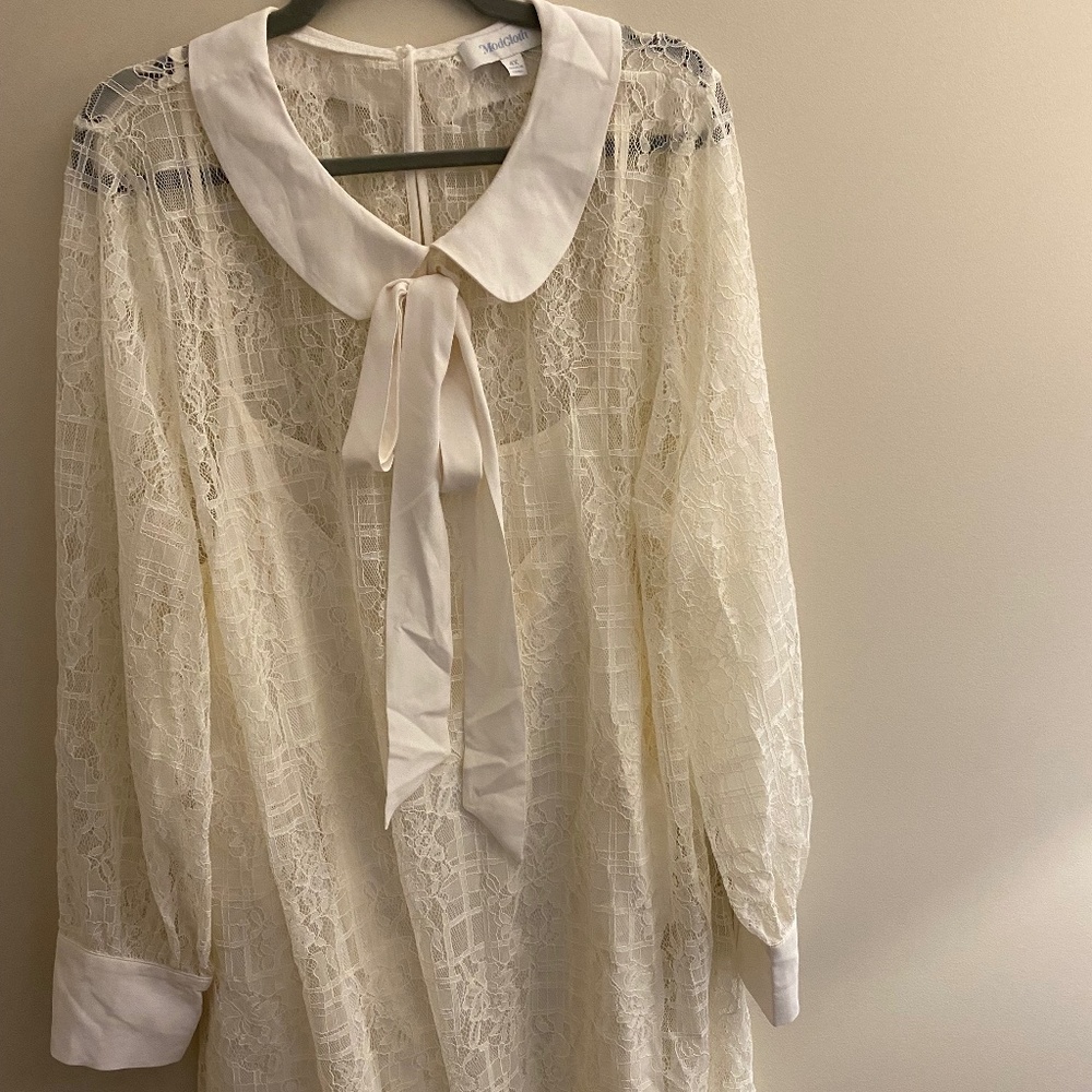 White 4x ModCloth lace dress with slip